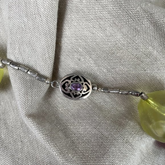 Resin and sterling chunky 24" necklace - 1980s vintage - Picture 3 of 5